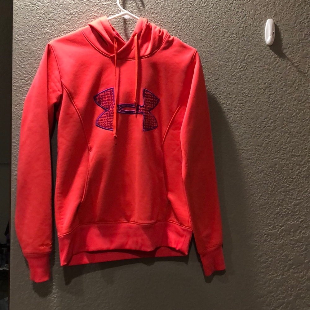 Bright salmon Under Armour hooded sweatshirt